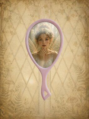 Fairy Fashion 🧵🧚‍♂️ Vintage 1960s Pink Teardrop Vanity Hand Mirror